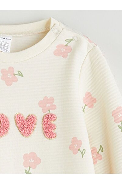 LC Waikiki LCW baby Bisiklet Yaka Çiçekli Kız Bebek Tulum