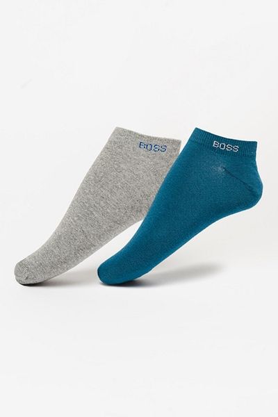 BOSS , Set de șosete până la gleznă - 2 perechi, Gri melanj, Albastru, Mărime UE 39-42