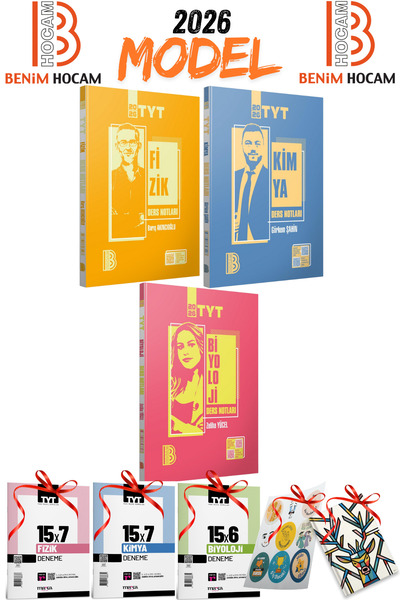 Benim Hocam Yayınları 2026 Model TYT Benim Hocam Fizik Kimya Biyoloji FKB 3lü Ders Notları Seti Branş Denemeleri Hediyeli