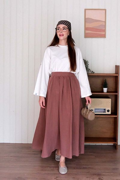 Ceylan Otantik Σετ φούστα Ecru Crop Body & Dusty Rose Muslin