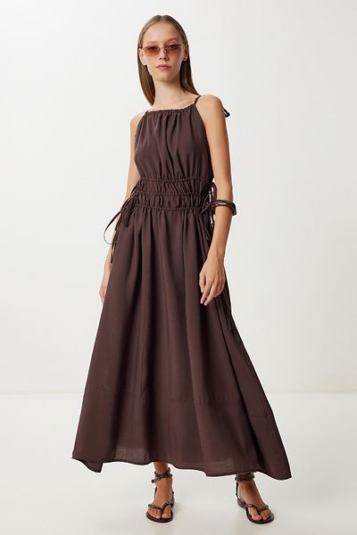 Lovelyİstanbul Rochie modală cu detaliu de legare pe bretele LUB0156 MARO