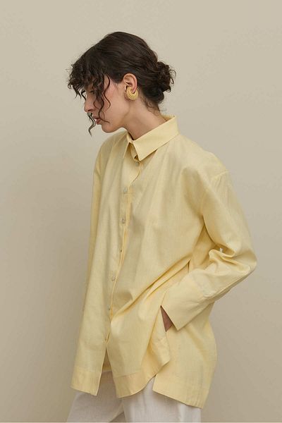 Fahhar Lyocell Linen Thick Folded Shirt Yellow