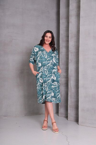 Ebsumu Rochie verde țesută cu model de mărime mare pentru femei