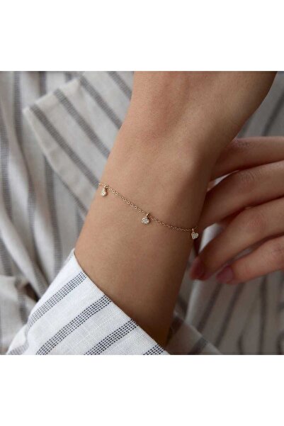 Cherry by Özkonak Sallantılı Taşlı Kalp Bileklik