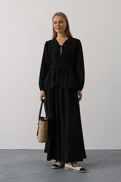 VAGGON Tie Front Skirt Suit