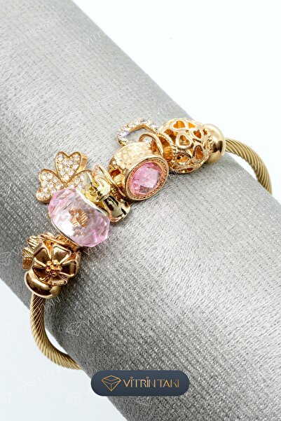 Çelik Mixed Figure Gold Color Bracelet