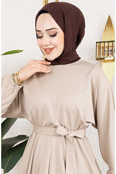 sefamerve Φόρεμα με κορδόνι στη μέση 2051-06 Mink