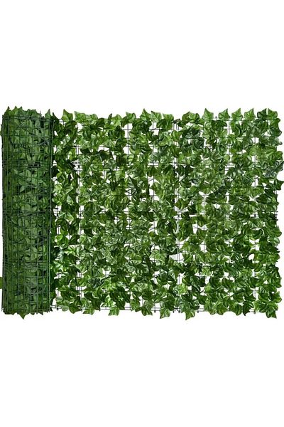 ElastiX Set 10 bucati gard decorativ x 3 m lungime, gard verde cu frunze artificiale, gard artificial
