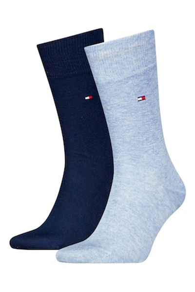 Tommy Hilfiger , Set of long plain socks - 2 pairs, Light Blue, Navy Blue, Size 43-46