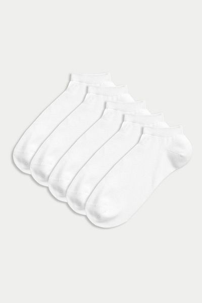 Marks & Spencer , Set de șosete până la gleznă - 5 perechi, Alb, 38-40 cm