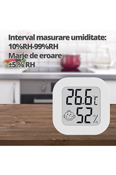 LittleDomi Termometru si Higrometru de Camera LittleDomi, Indicator Comfort, Memorie Temperatura/Umiditate