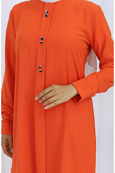 sefamerve Düğme Detaylı Tunik 5133-02 Oranj