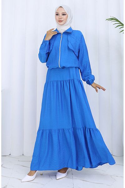 sefamerve Set dublu cu fermoar cu manșon elastic 0129-10 Albastru