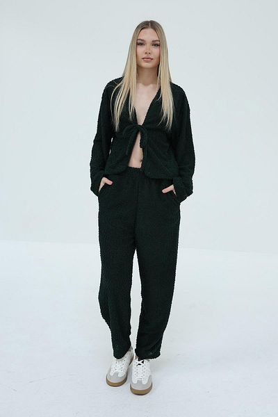 VAGGON Women's Khaki Front Tie Suit Vs00431