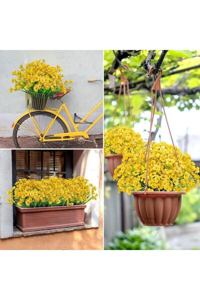 Nettenevime 6lı Set Yapay Çiçek Sazlı Mine Sarı Renk 5 Dallı 33cm