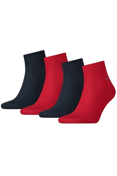 Tommy Hilfiger , Set of short socks with discreet logo 14171 - 4 pairs, Red, Navy Blue, 43-46