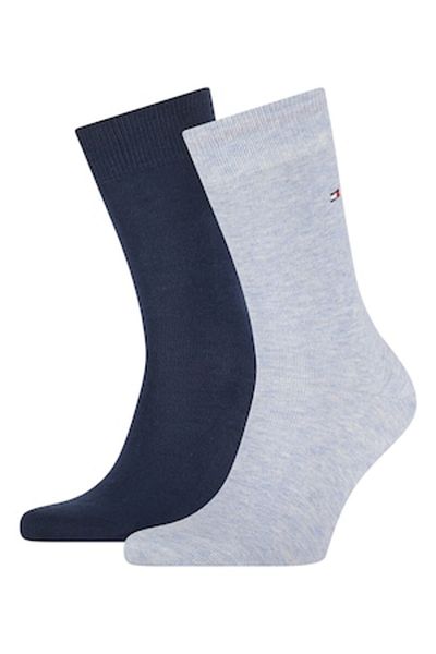 Tommy Hilfiger , Set of long socks with embroidered logo - 2 pairs, Blue mélange, Navy, size 43-46