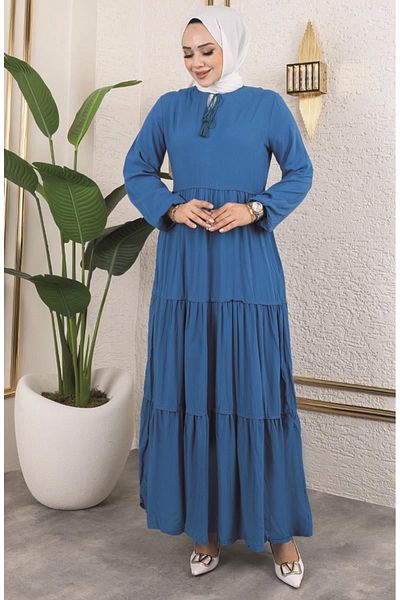 sefamerve Rochie cu ciucuri 0229-03 Petrol