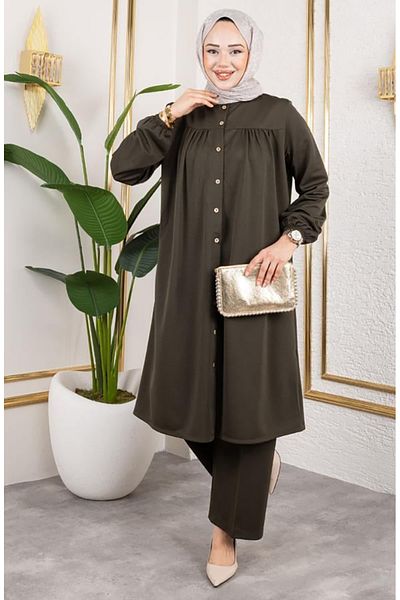sefamerve Set Hijab cu șnur 2061-04 Kaki