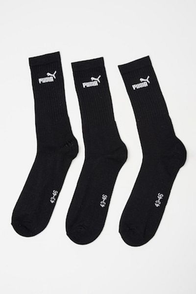 Puma , Set de șosete lungi unisex cu logo - 3 perechi, Negru, Alb murdar, 43-46