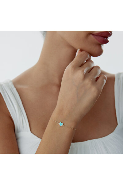 Cherry by Özkonak Mavi Mineli Kalp Bileklik