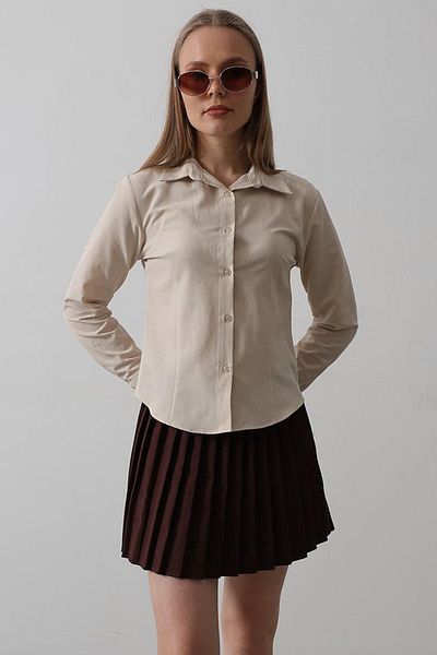 VAGGON Women's Stone Slim Fit Long Sleeve Basic Shirt Vs00545