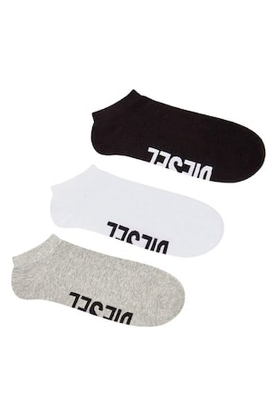 Diesel , Set of short unisex socks with logo - 3 pairs, White, Black, Gray, 39-42