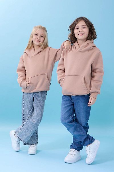 Perendi Unisex Hooded Kangaroo Pocket Hooded Winter Sweatshirt - Soil