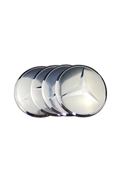 BLACK Set de 4 autocolante metalice Mercedes 56mm pentru capace de jante din aliaj - gri