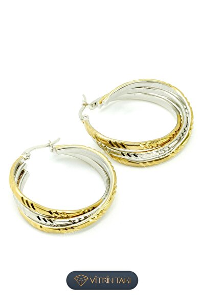 Çelik Gümüş Renk Halka Küpe