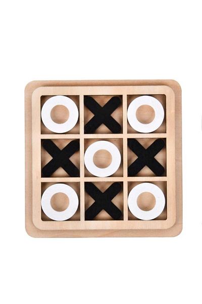 Toy X and 0 game, wooden, Black and White