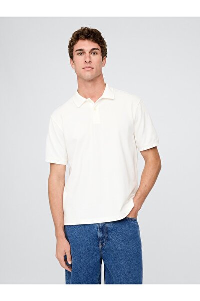GAP Erkek Beyaz Relaxed Pique Polo T-Shirt