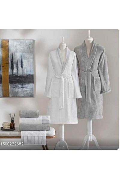 Taç New Season Bamboo Classic Family Set Li̇nka (White-Grey)