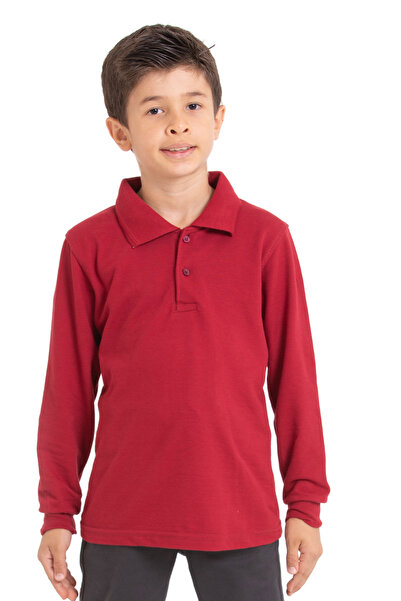 redbug kids Erkek Çocuk Polo Yaka Basic Pamuk Uzun Kollu Okul Tişörtü