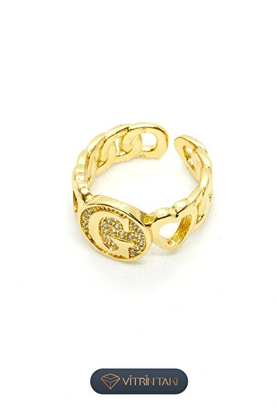 Çelik G Harf Altın Renk Vip Ayarlanabilir Yüzük