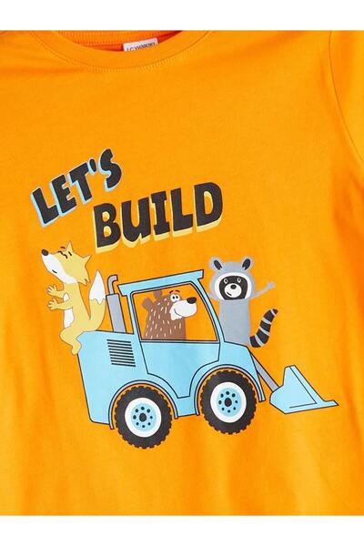 LC Waikiki LCW Kids Turuncu Uzun Kollu Baskılı Erkek Çocuk Pijama Takım