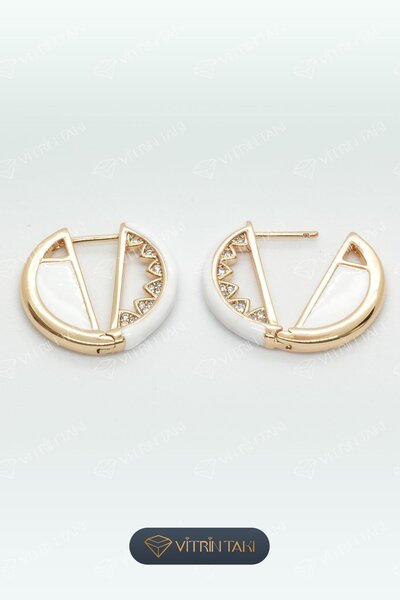 XUPING JEWELRY Beyaz Taş Detaylı Altın Renk Xuping Küpe