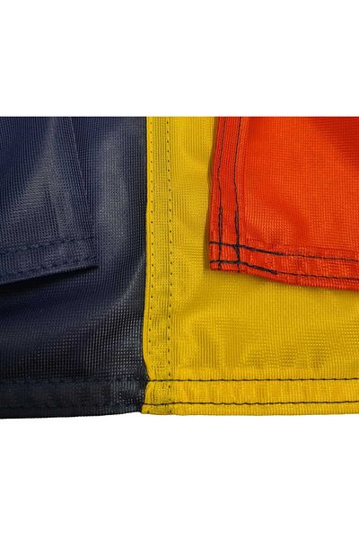 SDX Market Romania tricolor flag, Outdoor / Indoor with large microperforations, 210 cm x 140 cm 100 g / sq m