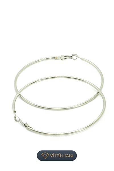 Çelik Gümüş Renk Halka Küpe