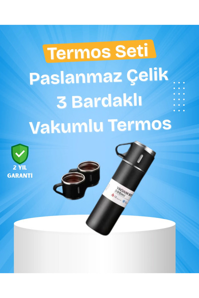 CPU ELEKTRONİK 500 ml Thermos Set That Keeps Heat for a Long Time |   Steel Body, 2 Cups, Gift Box