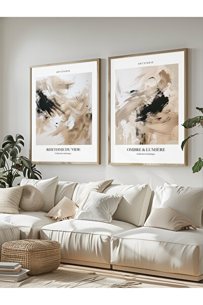 STARYUNA Set de 2 picturi moderne abstracte cu efect de pictură în ulei, cu r...