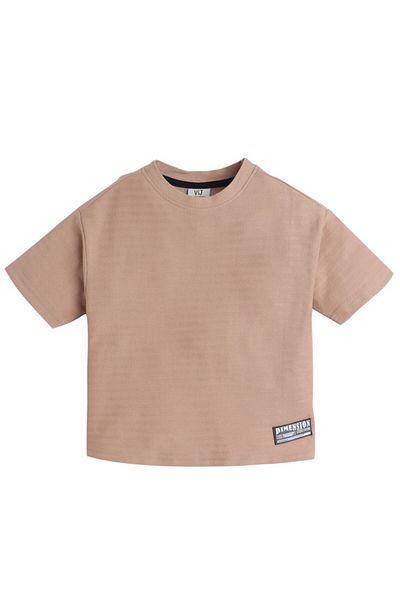 Victor and Jane Junior Boys Textured Cotton T-Shirt - Beige