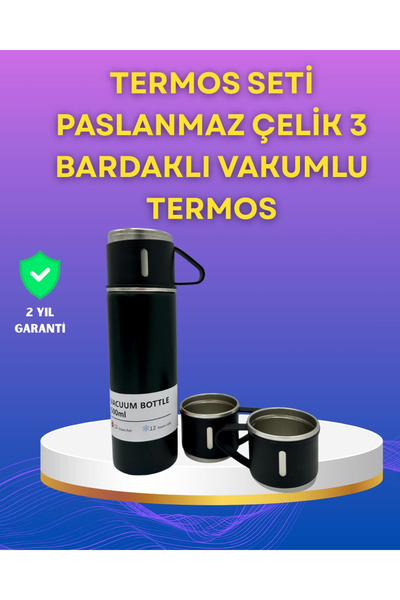 CPU ELEKTRONİK Steel Thermos Cup Set |   500 ml Capacity, Non-Slip Base, Gift Boxed