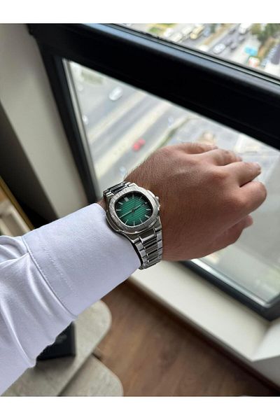 RoseandRoses Peganen Design Dial Men Wrist Watch Silver (Green Dial)
