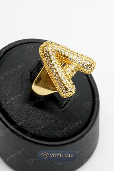 Çelik A Harf Altın Renk Vip Ayarlanabilir Yüzük