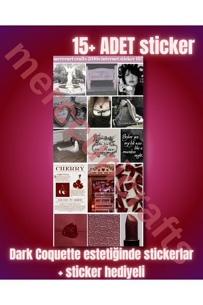 merccuri crafts Dark Coquette Aesthetic Sticker (15+ Pcs High Quality) - for Notebook Agenda, Laptop, Scrapbooking