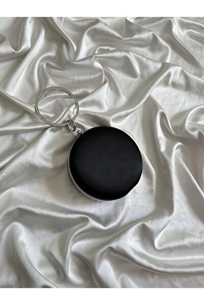 Mia Collection Satin Cylinder Model Nunta Logodna Rochie de Seara Geanta Neagra