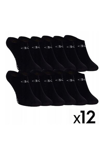 Calvin Klein Low-Cut Socks - 12 Pair Cotton Black 35-40