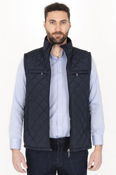 HeviStor Classic Cut Quilted Inflatable Vest with Fleece Inside Dad Vest Inner Pocket Zipper