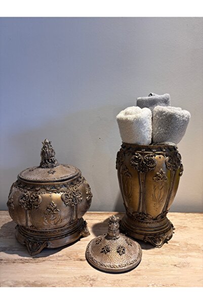 artsondekorasyon Lüks 2'li El İşçiliği Banyo Seti (BANYO HAVLUSU HEDİYELİ), B...